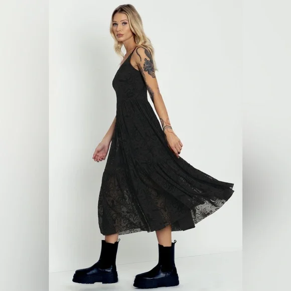 Blackmilk Flocktapus Sheer Midaxi Dress ~ LIMITED Black Size Large - Picture 4 of 16